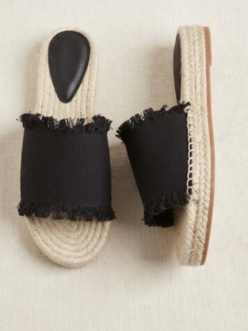 NWT H&M Frayed Hem Wedge Espadrille Black SZ-6